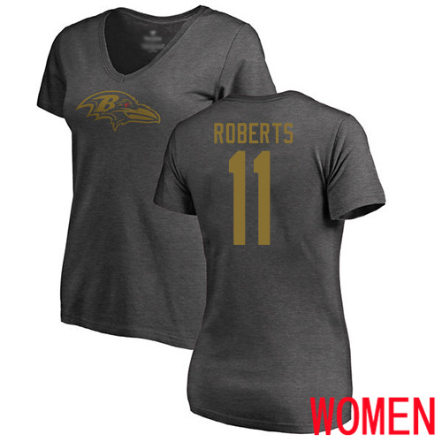 Baltimore Ravens Ash Women Seth Roberts One Color NFL Football #11 T Shirt